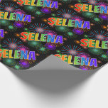 [ Thumbnail: Rainbow First Name "Selena" + Fireworks Wrapping Paper ]