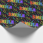 [ Thumbnail: Rainbow First Name "Sheila" + Stars Wrapping Paper ]