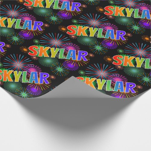 Rainbow First Name SKYLAR  Fireworks Wrapping Paper