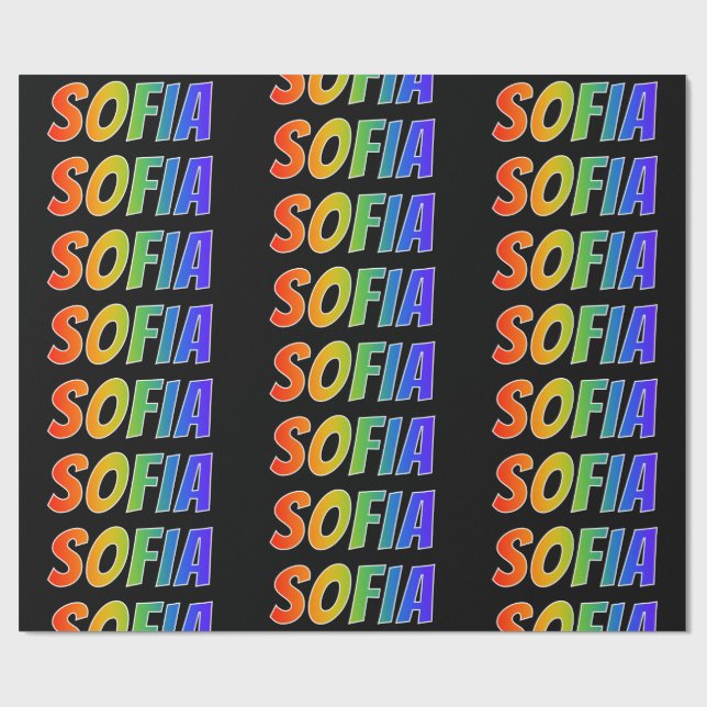 Rainbow First Name "SOFIA"; Fun & Colorful Wrapping Paper (Flat)