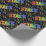[ Thumbnail: Rainbow First Name "Stacy" + Stars Wrapping Paper ]