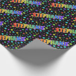 [ Thumbnail: Rainbow First Name "Stephanie" + Stars Wrapping Paper ]