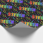 [ Thumbnail: Rainbow First Name "Steven" + Stars Wrapping Paper ]