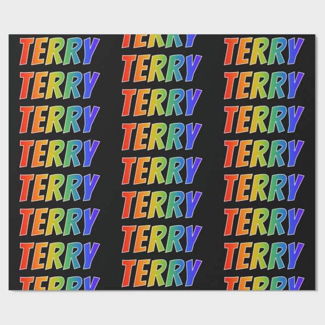 Rainbow First Name "TERRY"; Fun & Colorful Wrapping Paper (Flat)