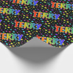 [ Thumbnail: Rainbow First Name "Terry" + Stars Wrapping Paper ]