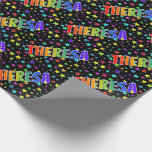 [ Thumbnail: Rainbow First Name "Theresa" + Stars Wrapping Paper ]