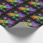 [ Thumbnail: Rainbow First Name "Thomas" + Fireworks Wrapping Paper ]