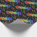 [ Thumbnail: Rainbow First Name "Thomas" + Stars Wrapping Paper ]