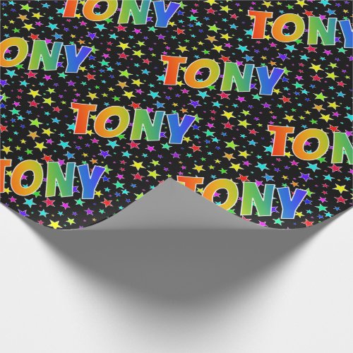 Rainbow First Name TONY  Stars Wrapping Paper