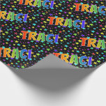[ Thumbnail: Rainbow First Name "Traci" + Stars Wrapping Paper ]