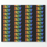 [ Thumbnail: Rainbow First Name "Troy"; Fun & Colorful Wrapping Paper ]