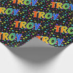 [ Thumbnail: Rainbow First Name "Troy" + Stars Wrapping Paper ]