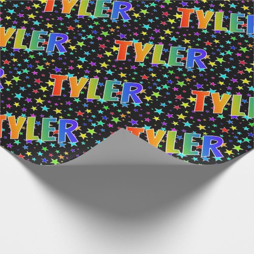 Rainbow First Name TYLER  Stars Wrapping Paper
