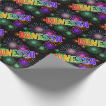 [ Thumbnail: Rainbow First Name "Vanessa" + Fireworks Wrapping Paper ]