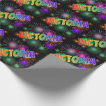 [ Thumbnail: Rainbow First Name "Victoria" + Fireworks Wrapping Paper ]
