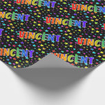 [ Thumbnail: Rainbow First Name "Vincent" + Stars Wrapping Paper ]