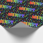 [ Thumbnail: Rainbow First Name "Wendy" + Stars Wrapping Paper ]