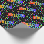 [ Thumbnail: Rainbow First Name "Willow" + Stars Wrapping Paper ]