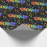 [ Thumbnail: Rainbow First Name "Zachary" + Stars Wrapping Paper ]