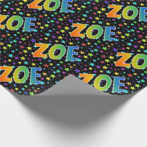 Rainbow First Name ZOE  Stars Wrapping Paper