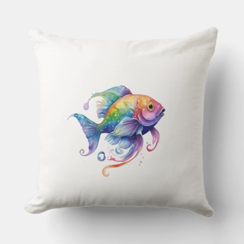 Rainbow Fish 1 Large Throw Pillow