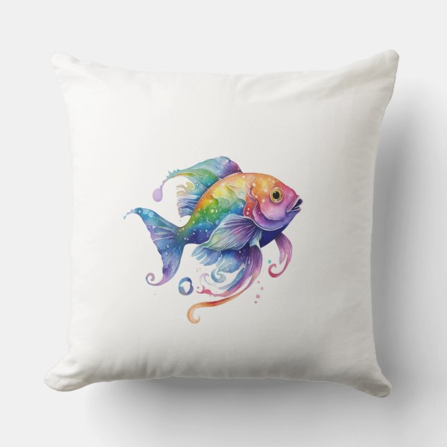 Rainbow Fish 1 Large Throw Pillow (Front)