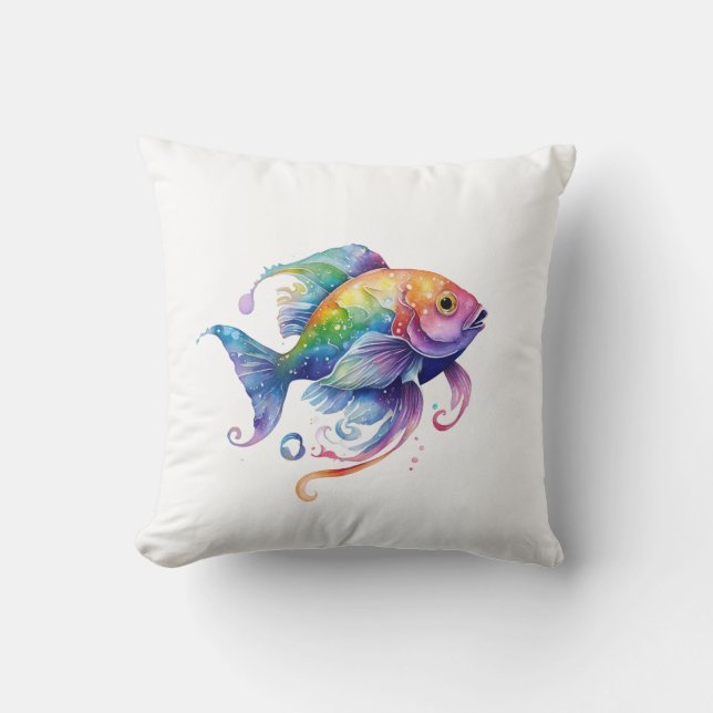 Rainbow Fish 1 Small Throw Pillow (Front)