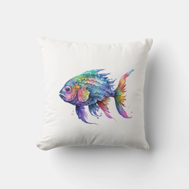 Rainbow Fish 2 Small Throw Pillow (Front)