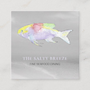 *~* RAINBOW Fish Beach Silver Sand Sea Dining  Square Business Card