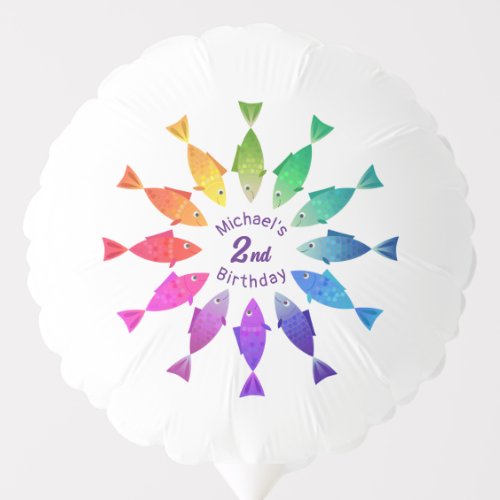 Rainbow fish in ocean cute colorful pattern  balloon