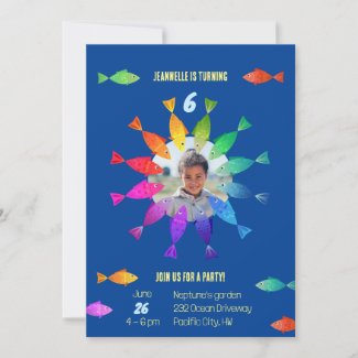 Rainbow fish in ocean cute colorful pattern
