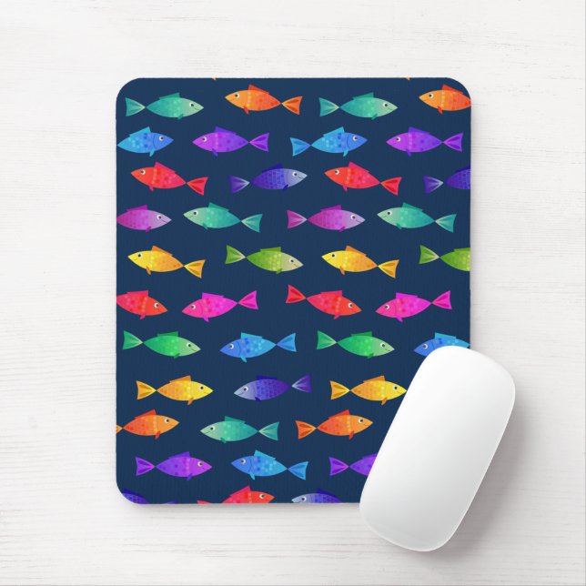 Rainbow fish in ocean cute colorful pattern mouse pad (With Mouse)