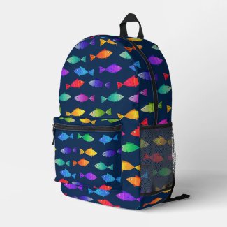 Rainbow fish in ocean cute colorful pattern