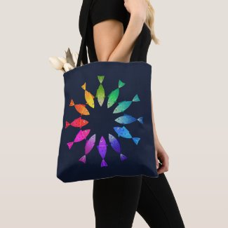 Rainbow fish in ocean cute colorful pattern