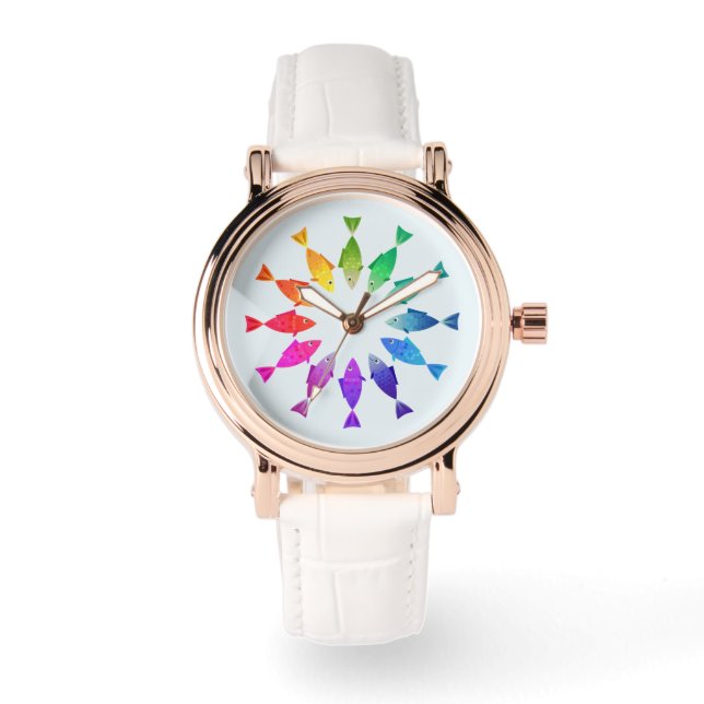 Rainbow fish in ocean cute colorful pattern Watch (Front)