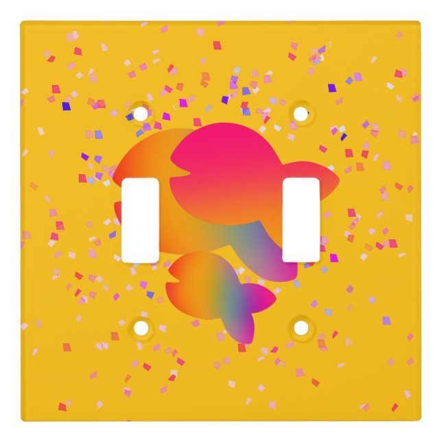 Rainbow Fish Kids Baby Room Yellow  Light Switch Cover (Front)