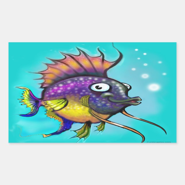 Rainbow Fish Rectangular Sticker (Front)