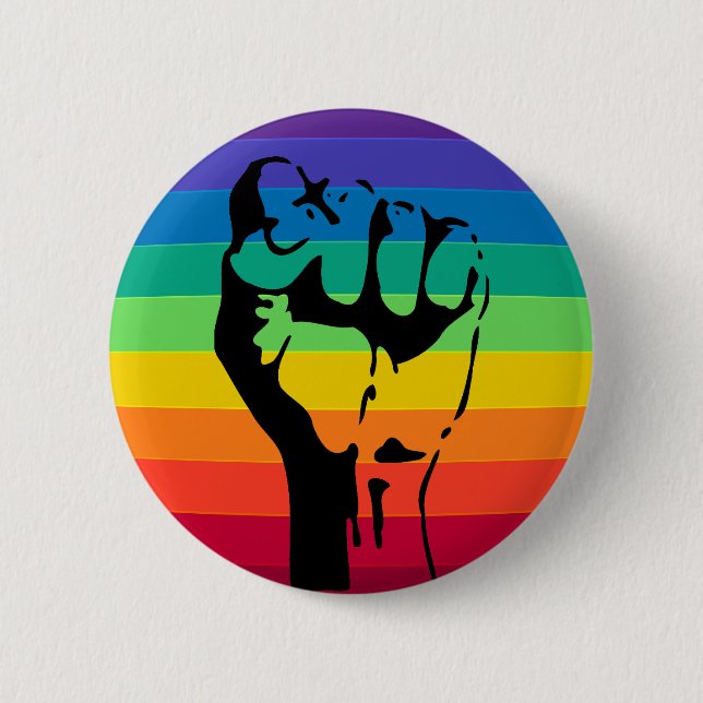 Rainbow FIST button LGBT PRIDE  (Front)