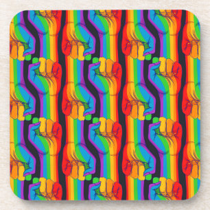 Rainbow Fist Pattern Beverage Coaster