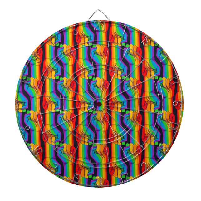 Rainbow Fist Pattern Dart Board (Front)