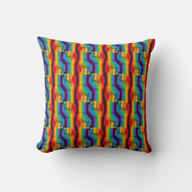 Rainbow Fist Pattern Throw Pillow (Front)