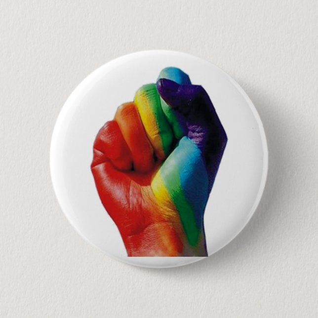 Rainbow Fist Pinback Button (Front)