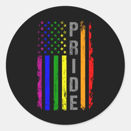 Rainbow Flag American LGBT Pride Month LGBTQ US Classic Round Sticker
