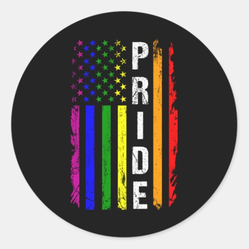 Rainbow Flag American LGBT Pride Month LGBTQ US Classic Round Sticker