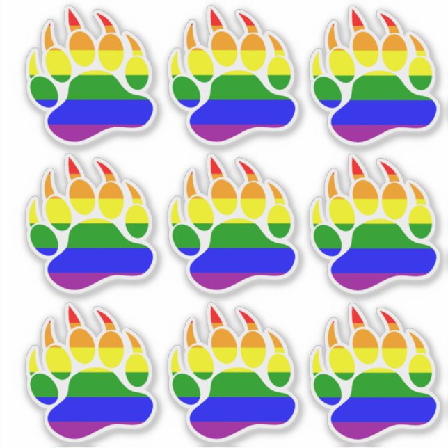 Rainbow Flag Bear Paw Sticker (Front)