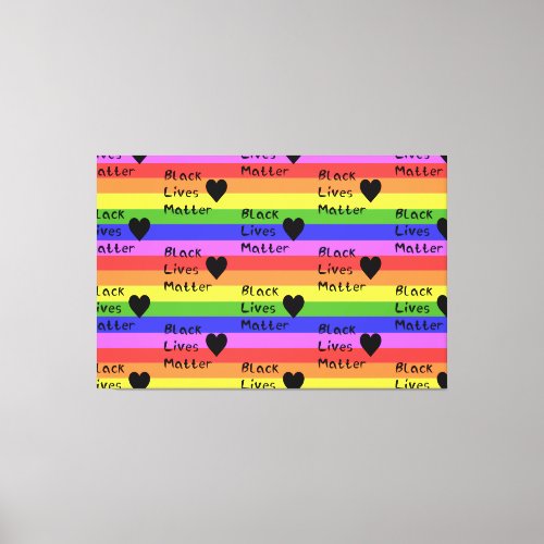 Rainbow Flag Black Lives Matter Text LGBTQ Canvas Print
