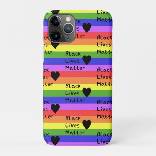 Rainbow Flag Black Lives Matter Text LGBTQ iPhone 11 Pro Case