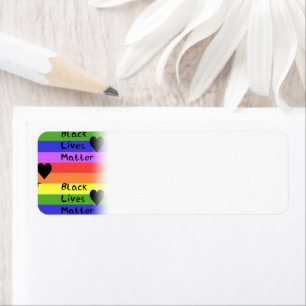 Rainbow Flag Black Lives Matter Text LGBTQ Label