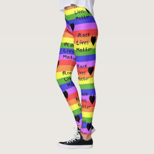 Rainbow Flag Black Lives Matter Text LGBTQ Leggings