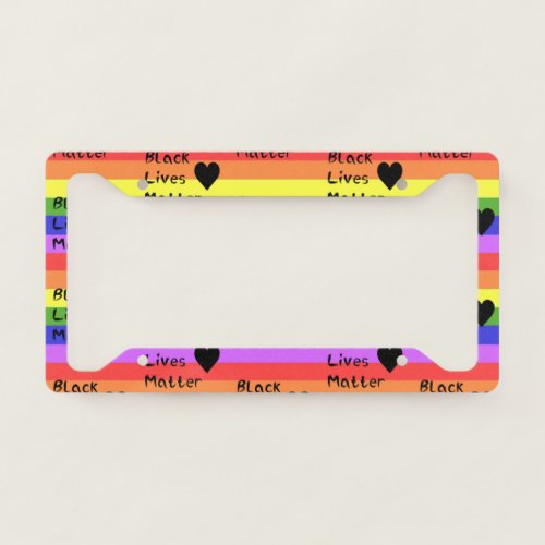 Rainbow Flag Black Lives Matter Text LGBTQ License Plate Frame